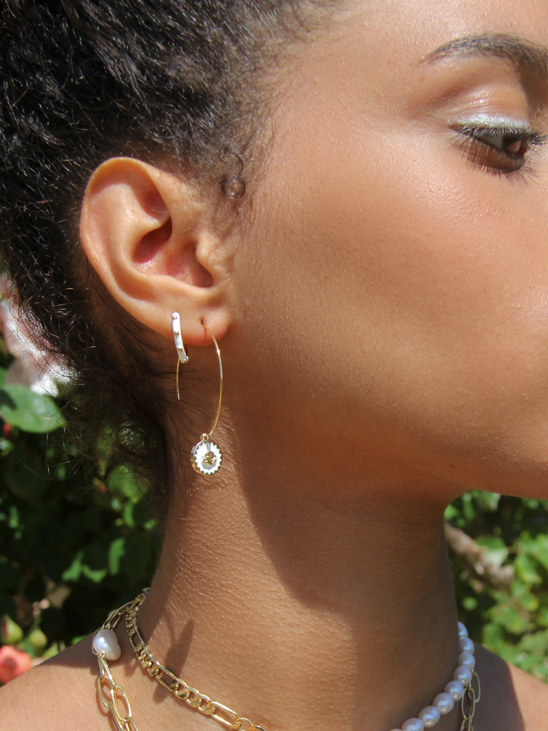 Boucles PO Rose Blanc Emaille