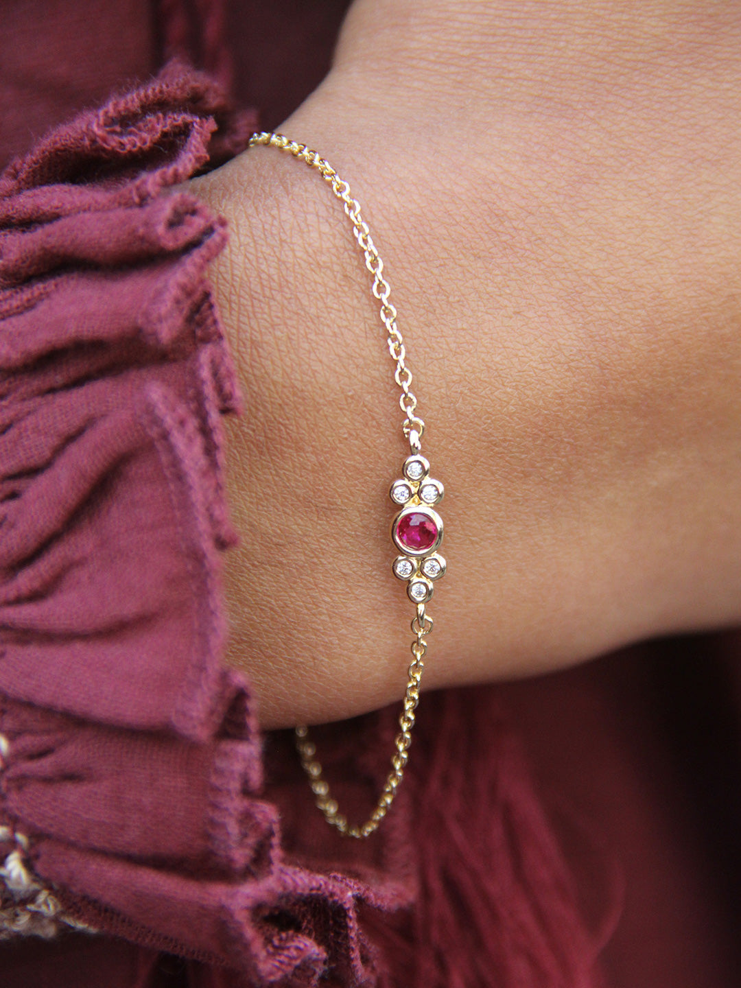 Bracelet Rouge Petit Pois PL-OR 750 3MIC