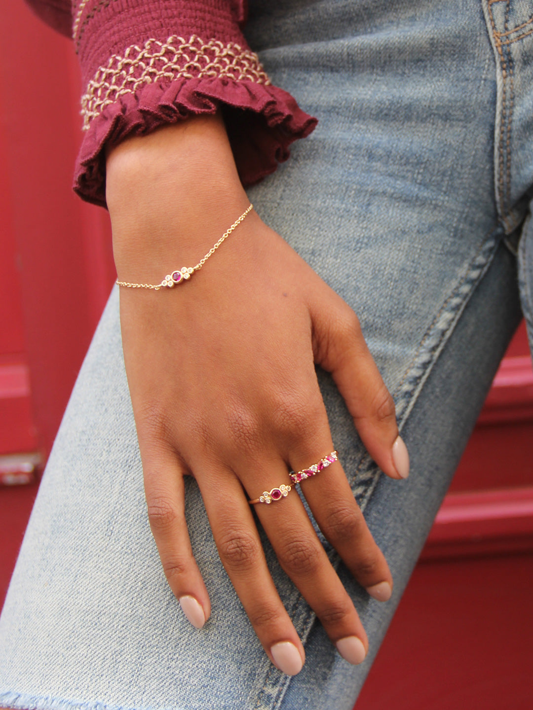 Bracelet Rouge Petit Pois PL-OR 750 3MIC