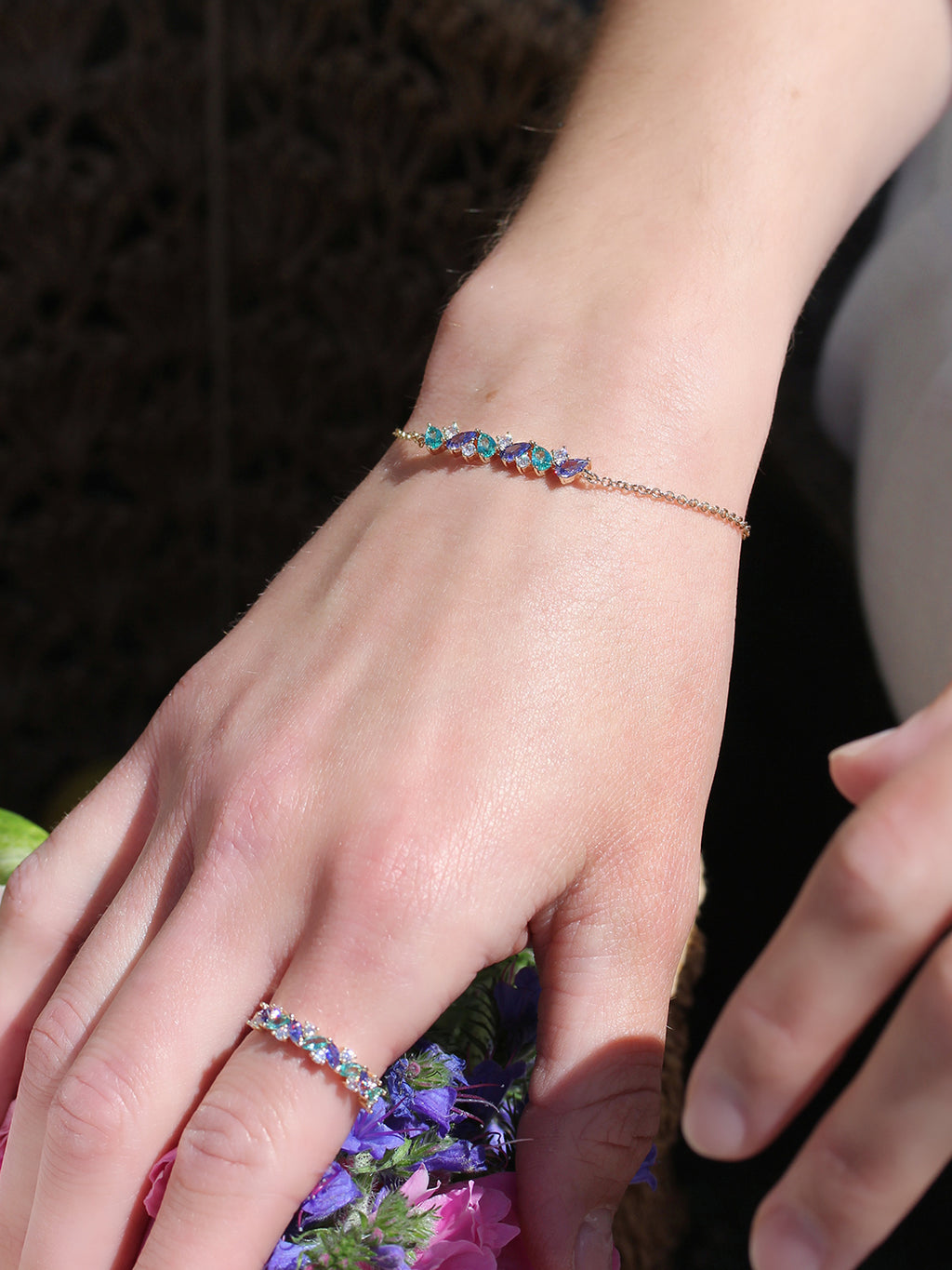 Bracelet OMBRE & LUMINIERE BLEU PL-OR 750 3MIC