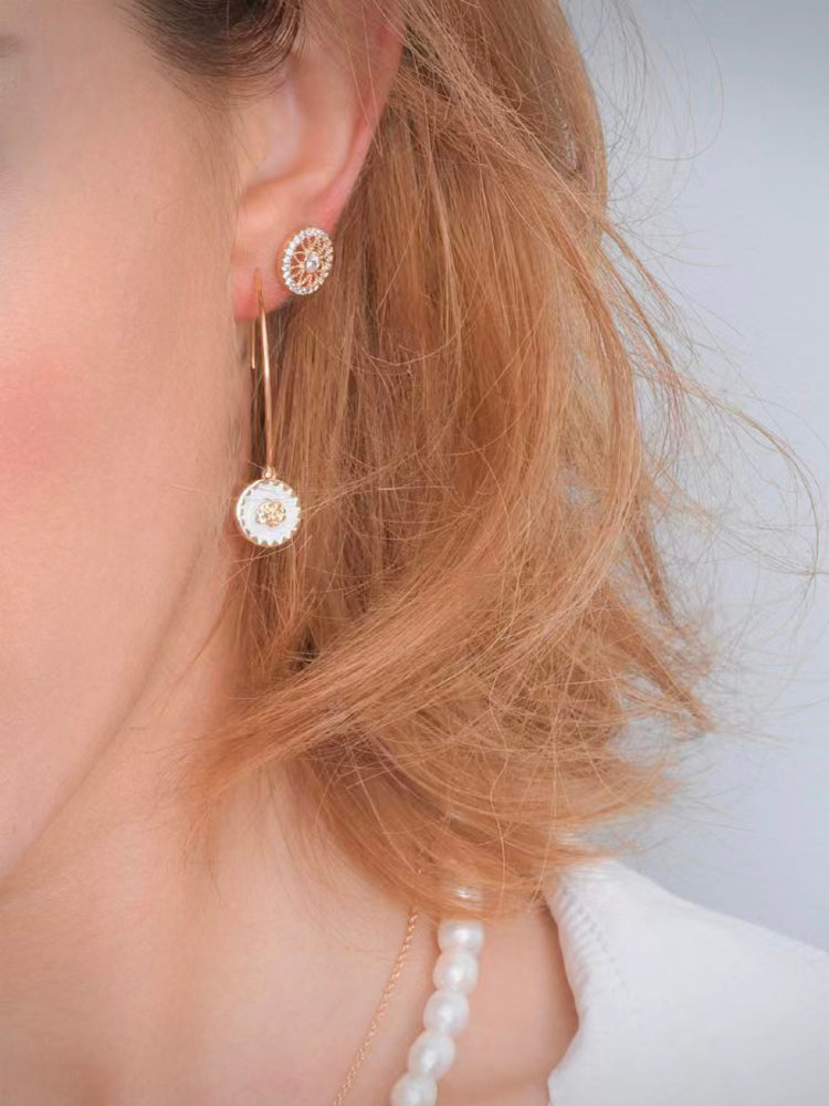 Boucles d'oreilles Femme fantaisie qualité Atelier JFB Rose en émail