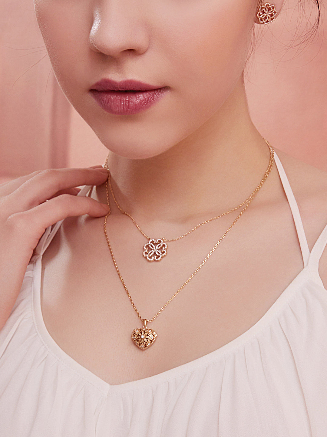 Pentantif PO Coeur Dentelle oxydes blancs