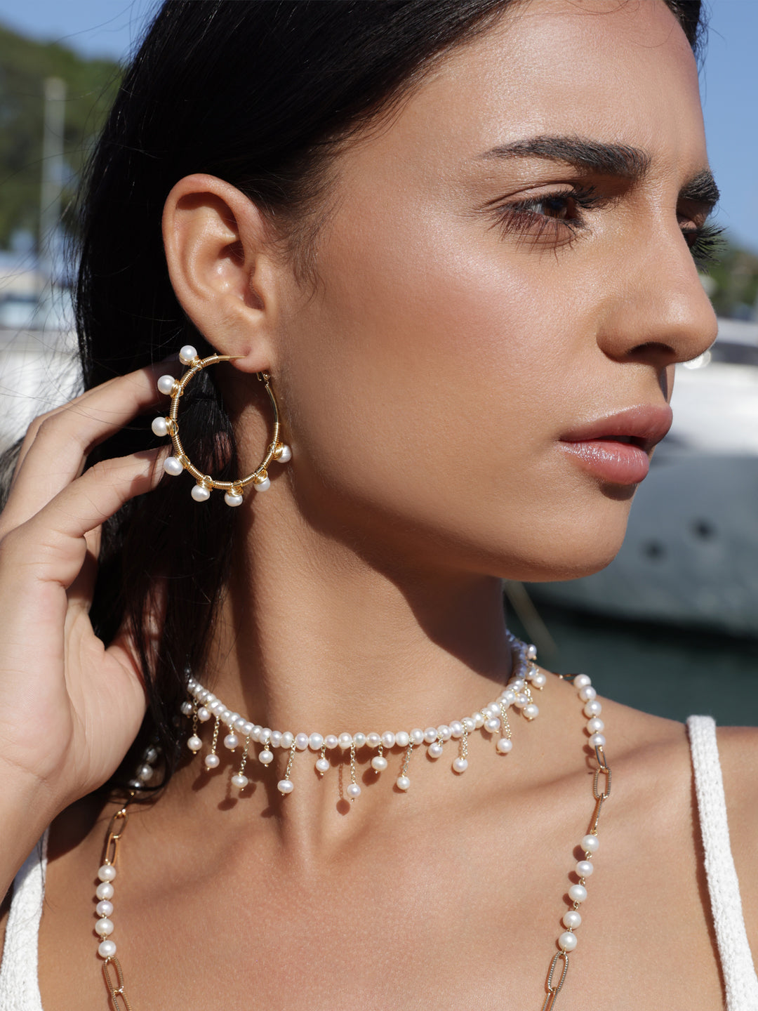 Boucles en Perles de l'Eau Doux Fait Main