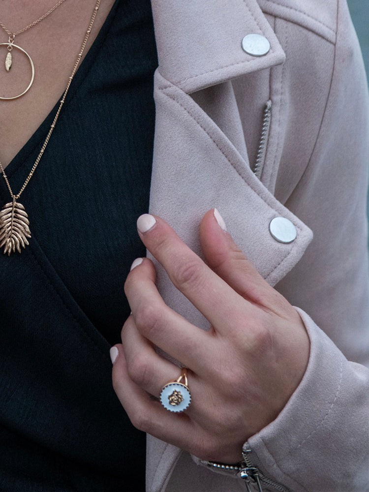 Bague Femme fantaisie qualité Atelier JFB Rose en émail