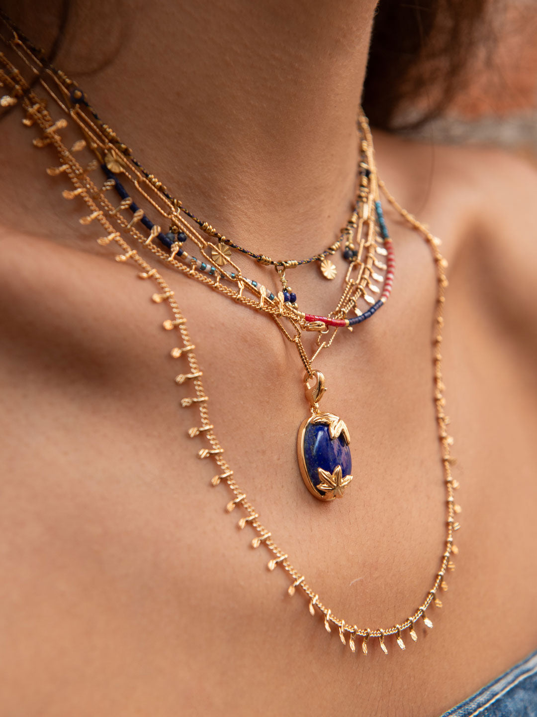Pendentif PO Style Tropical en Lapis Bleu Véritable