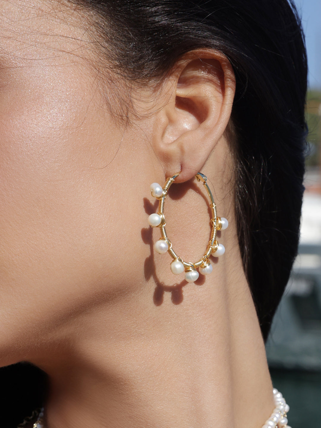 Boucles en Perles de l'Eau Doux Fait Main