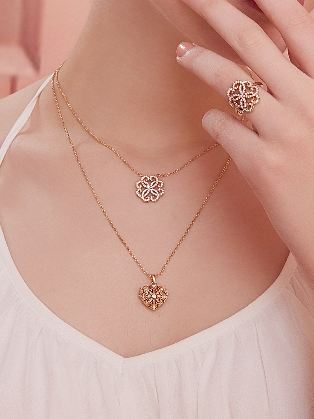 Pentantif PO Coeur Dentelle oxydes blancs