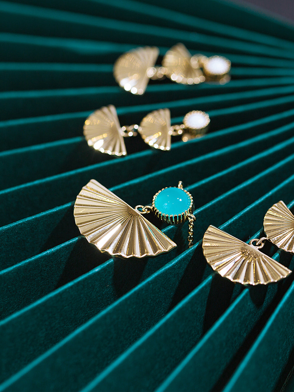 Collier PO Éventail serti verre menthe