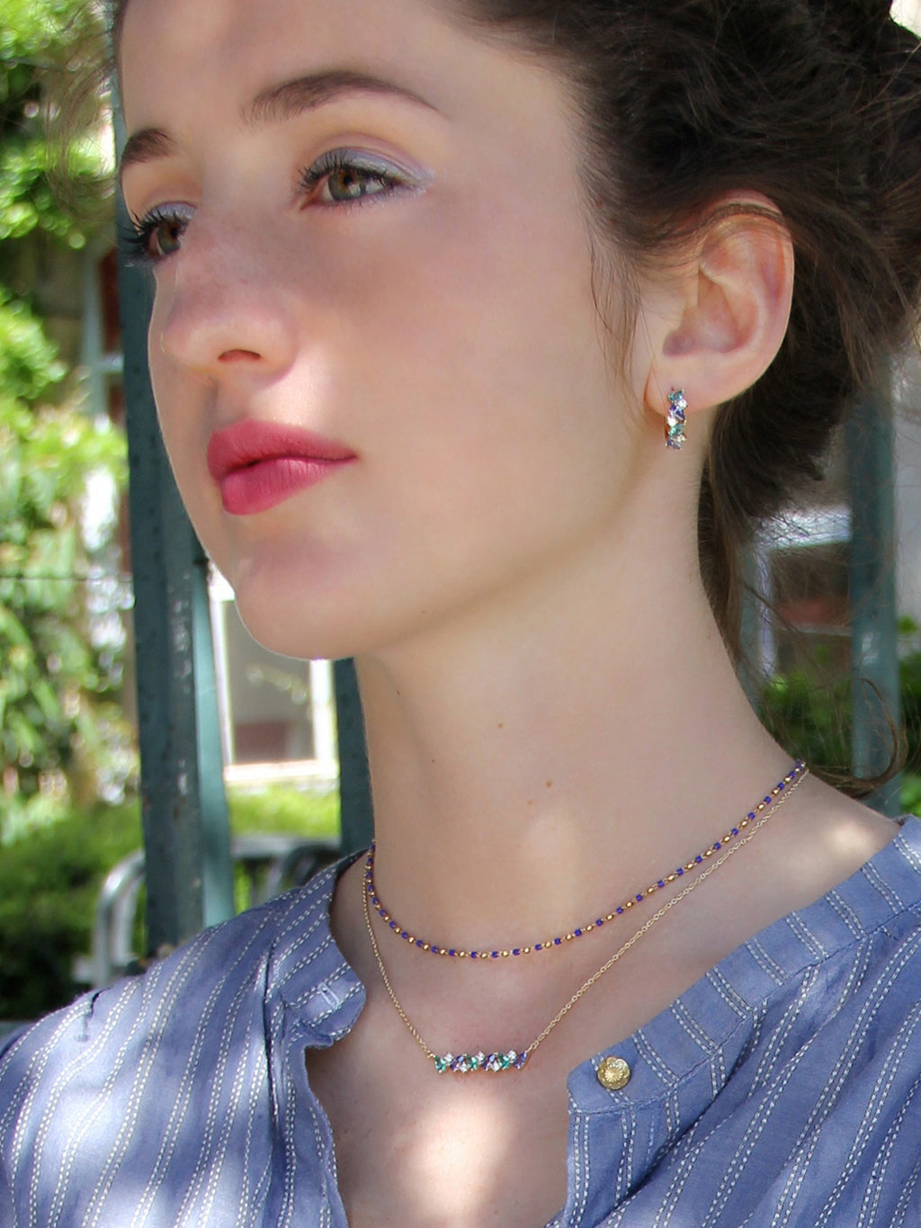 Collier OMBRE & LUMINIERE BLEU PL-OR 750 3MIC