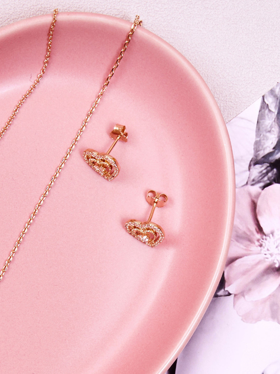 Boucles PO Double Coeur oxydes blancs