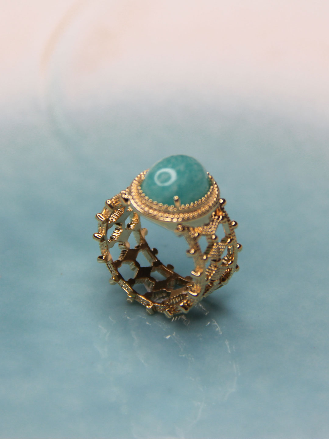 Bague PO Dentelle Pierre Amazonite Veritable