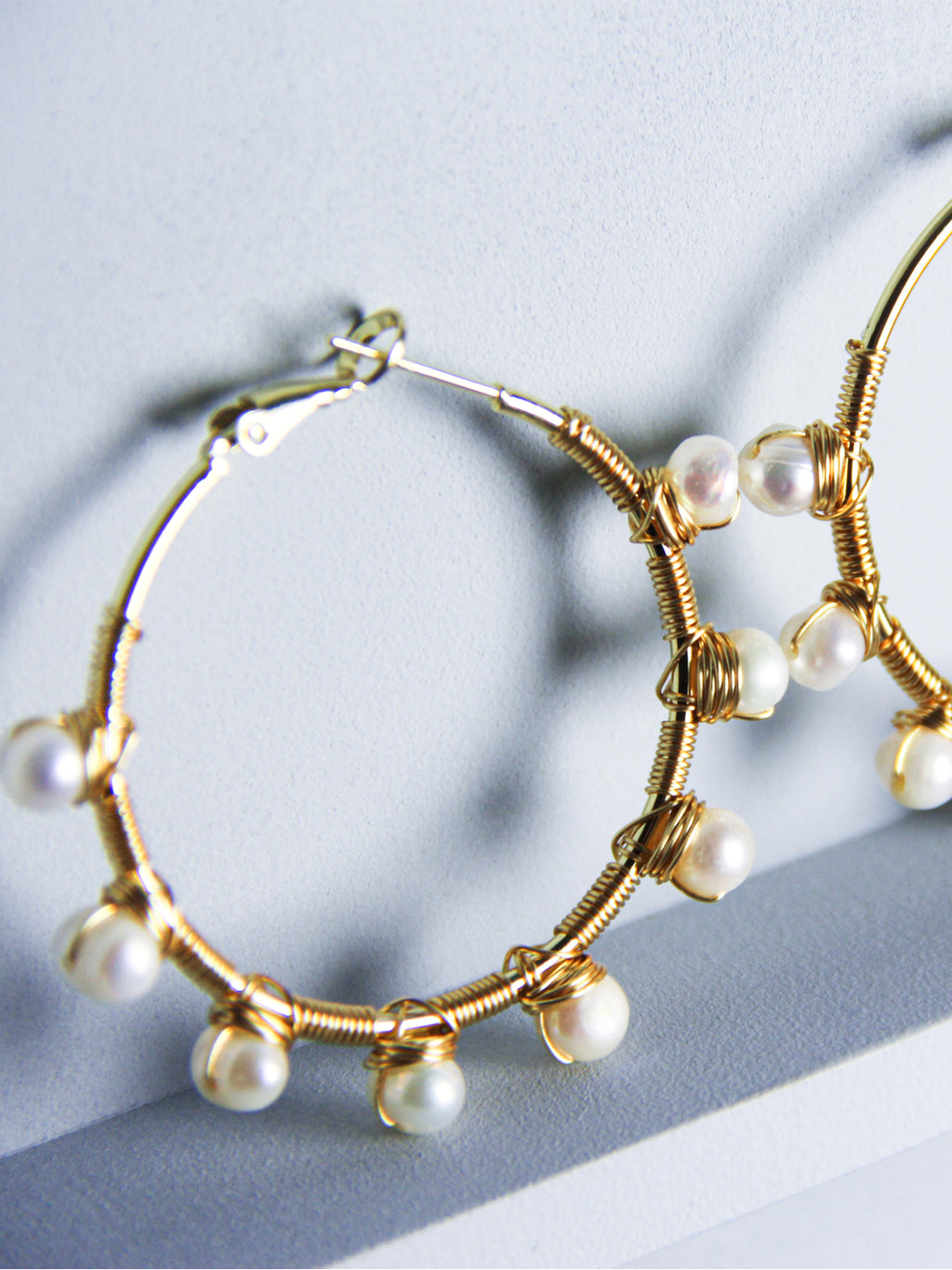 Boucles en Perles de l'Eau Doux Fait Main