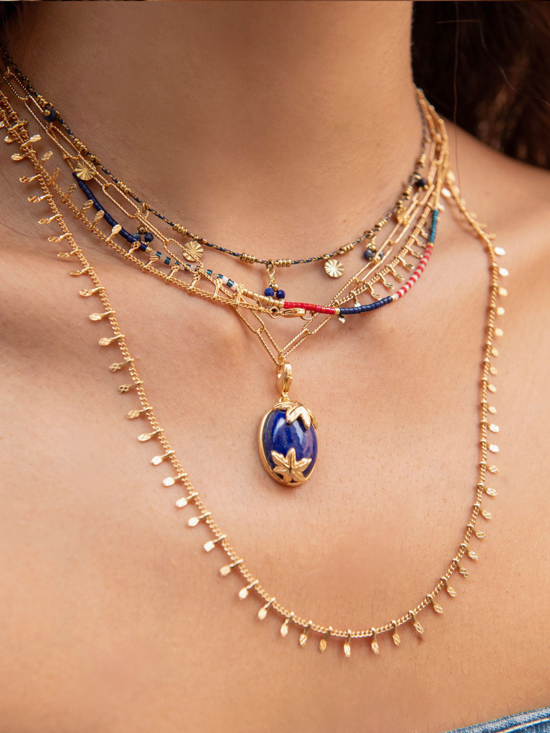 Pendentif PO Style Tropical en Lapis Bleu Véritable