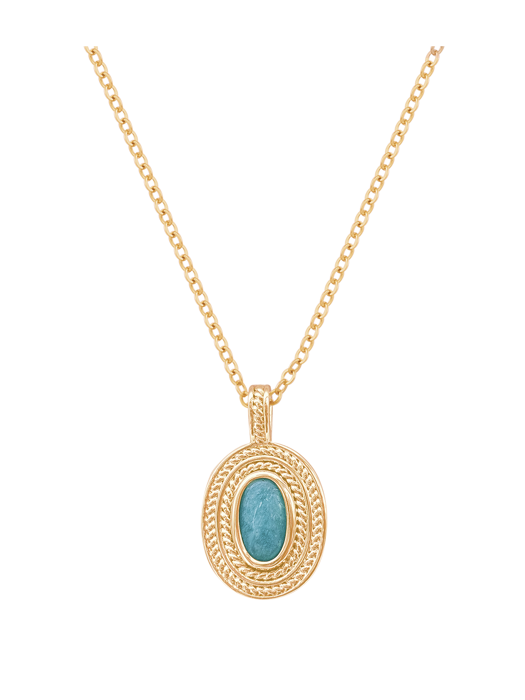 Pendentif AMAZONIT TRESSE PL-OR 750 3MIC