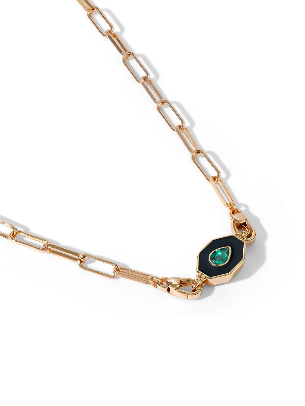 Collier Deco Noir Émail & Crystal Swarovski PL-OR 750 3MIC