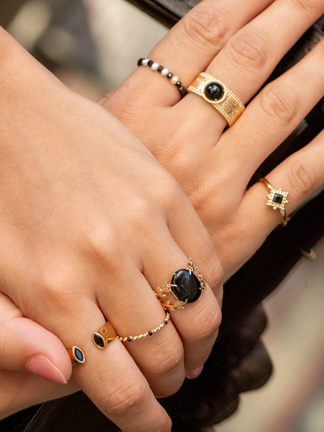 Bague Losange Noir PL-OR 750 3MIC