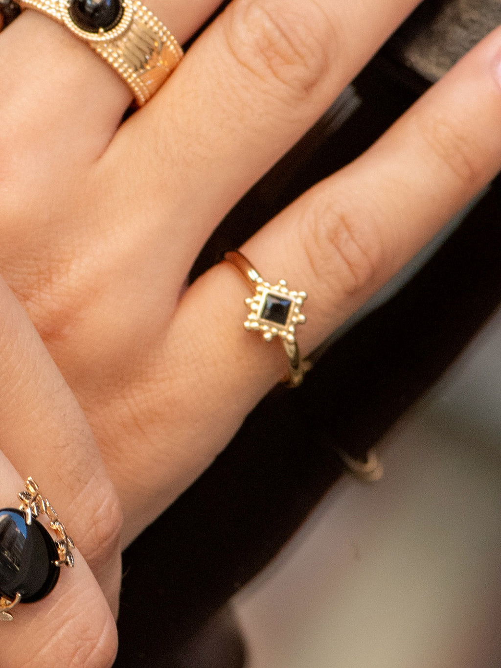 Bague Losange Noir PL-OR 750 3MIC