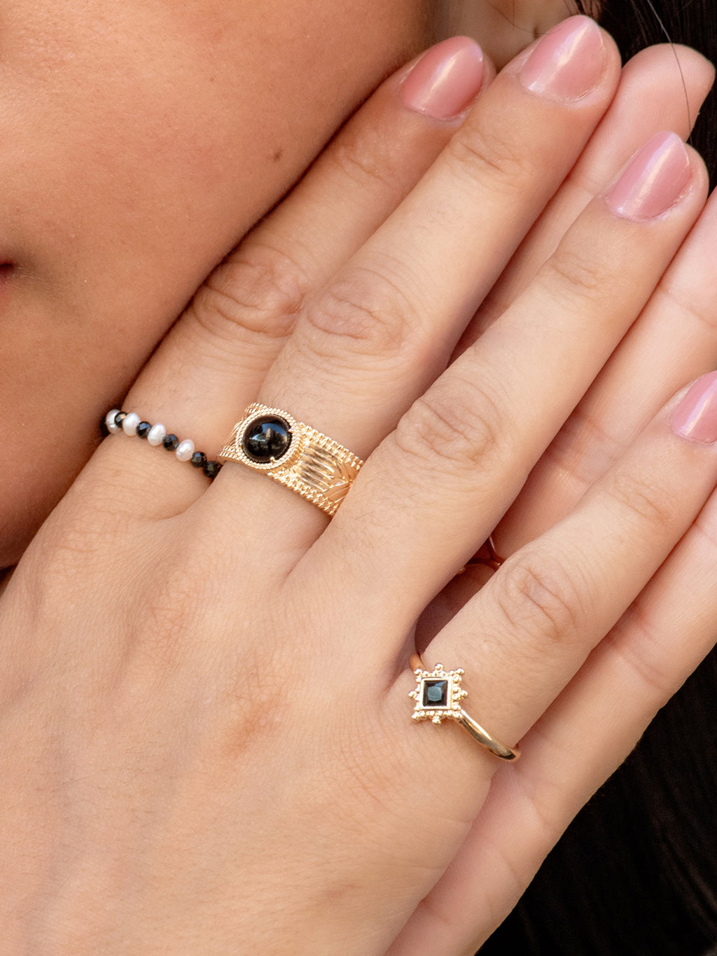 Bague Losange Noir PL-OR 750 3MIC