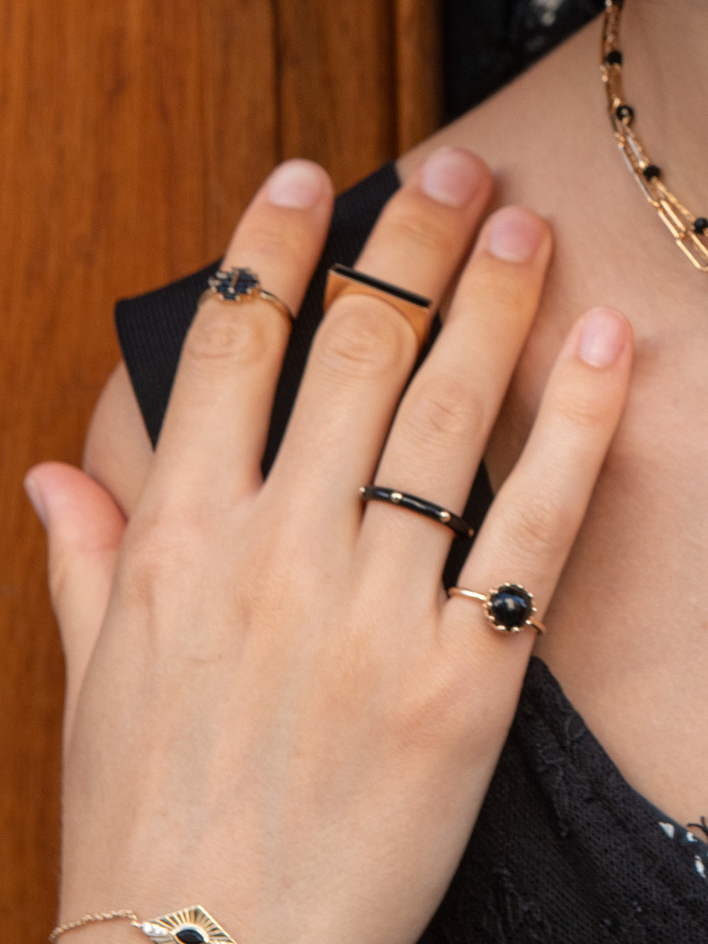 Bague Deco Noir PL-OR 750 3MIC