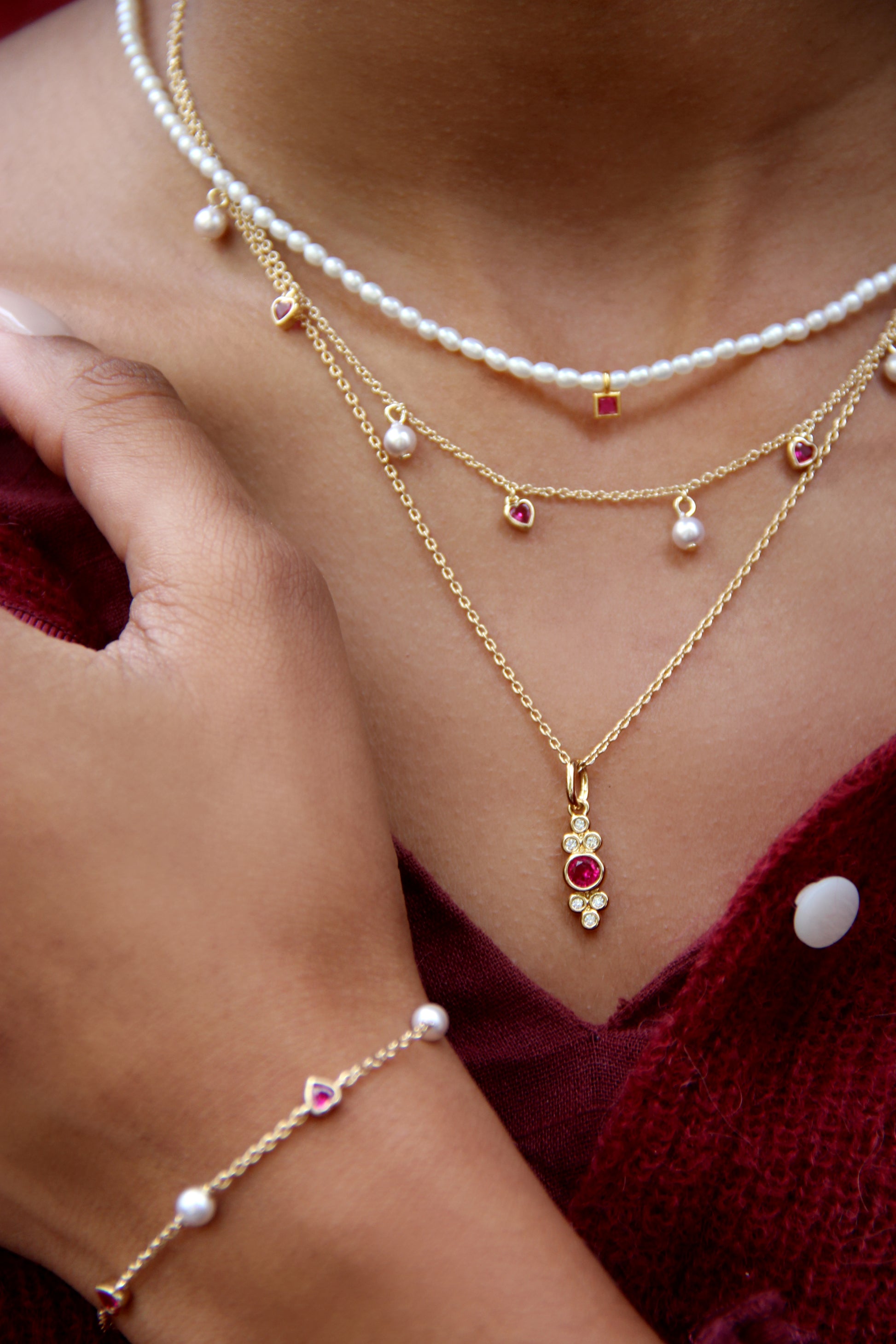 Collier PEARL HEART PL-OR 750 3MIC