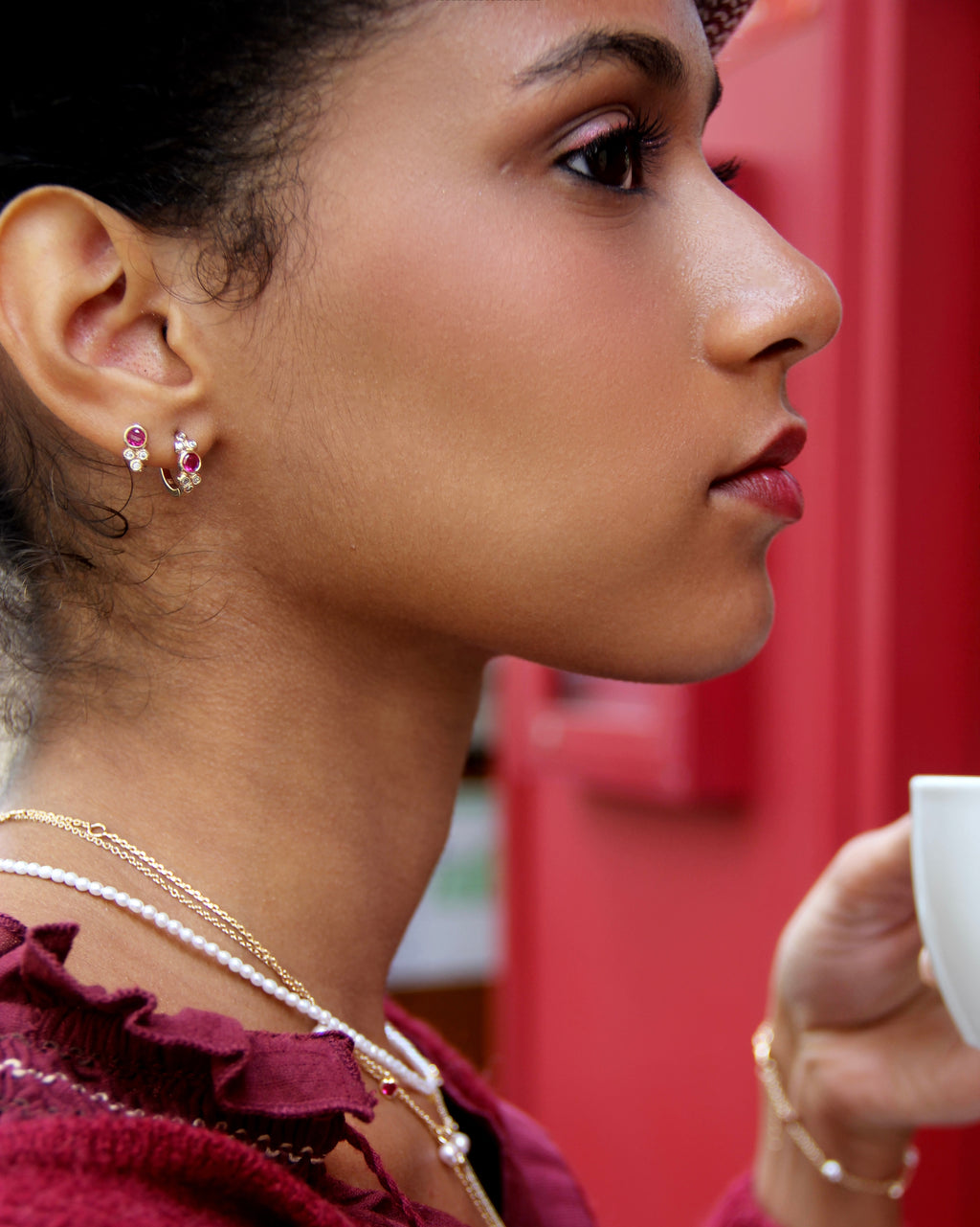 Boucles Rouge Petit Pois PL-OR 750 3MIC