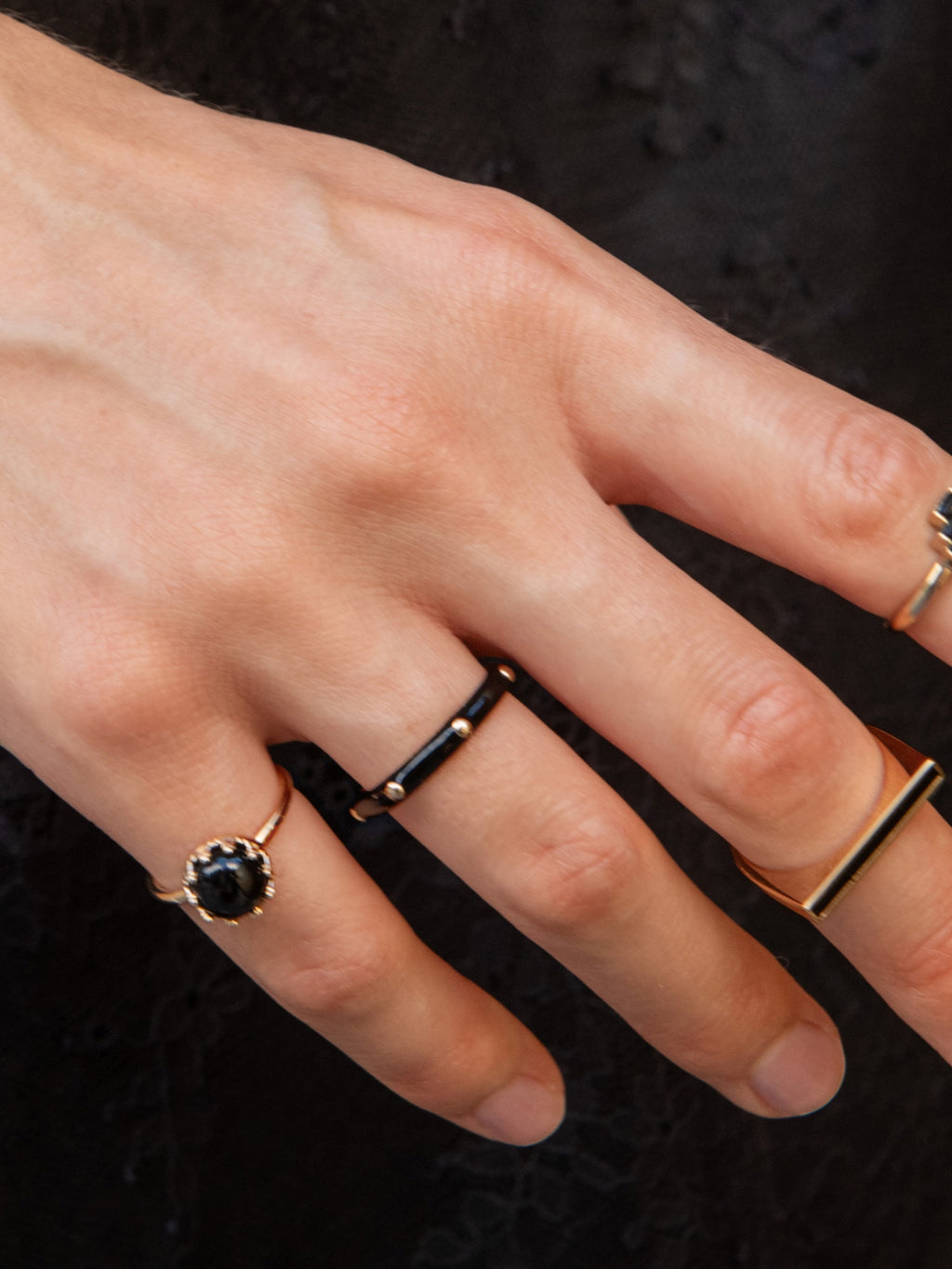 Bague Deco Noir PL-OR 750 3MIC