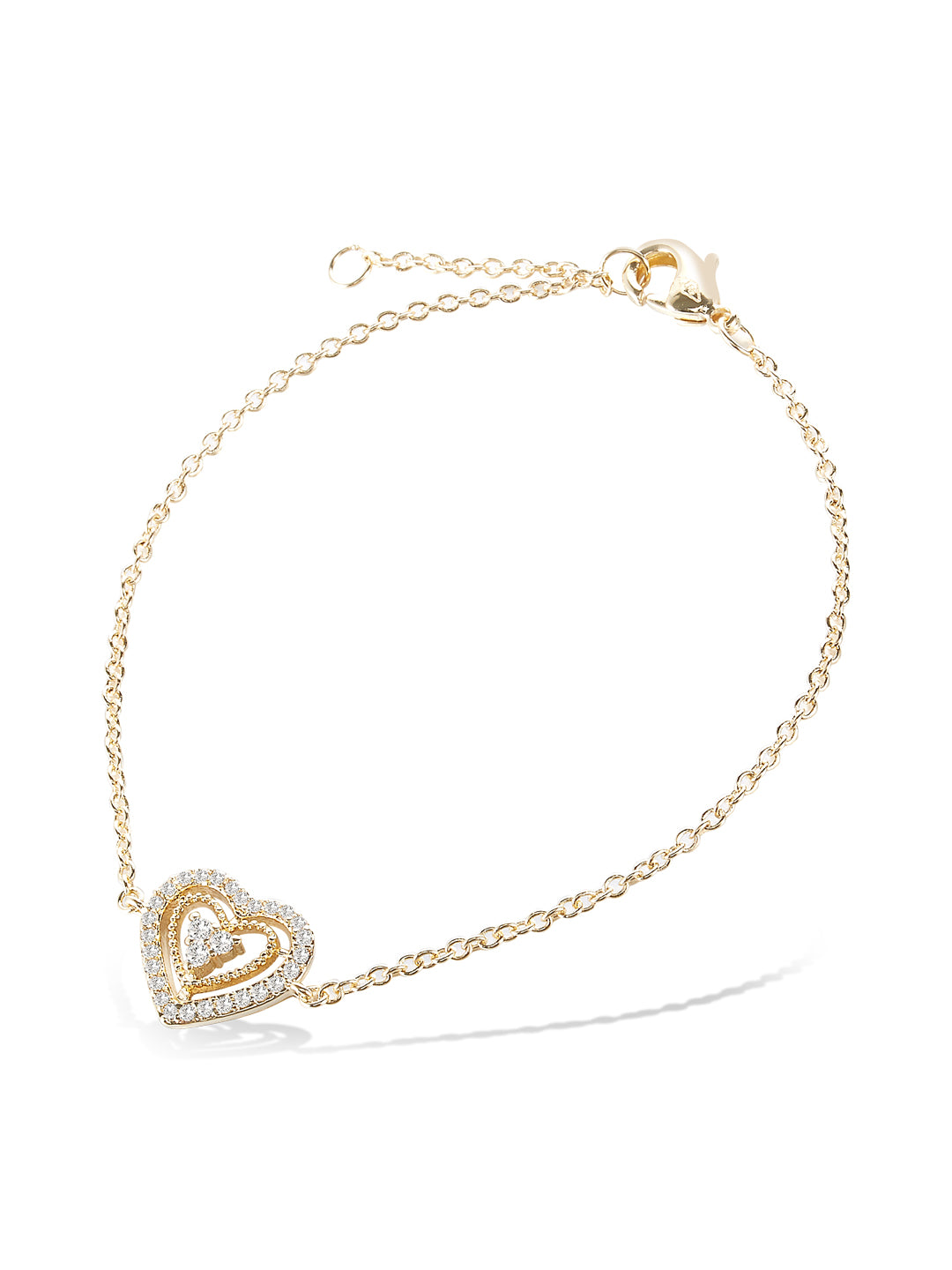 Bracelet PO Double Coeur oxydes blancs